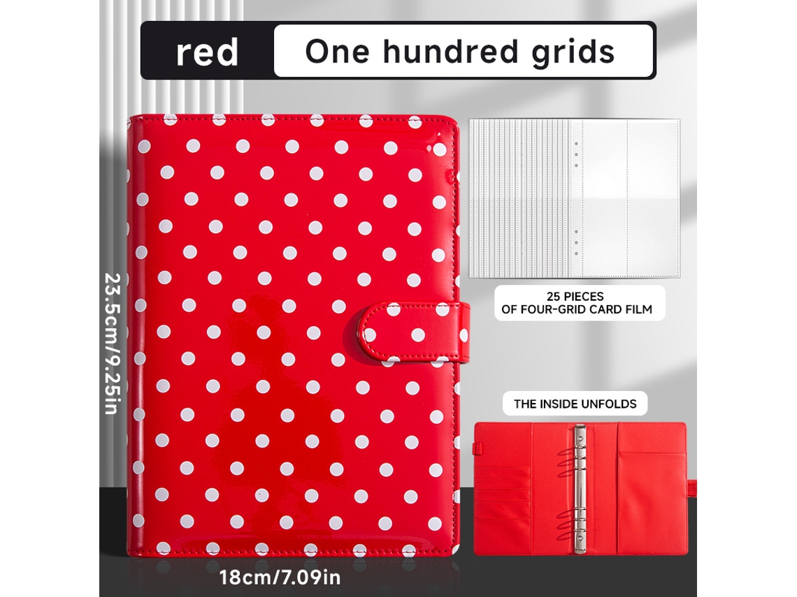 A5 6-ring Binder Notebook, Macaron Polka Dot Cash Budget Organizer, Red And White Cover With Accessories, Includes