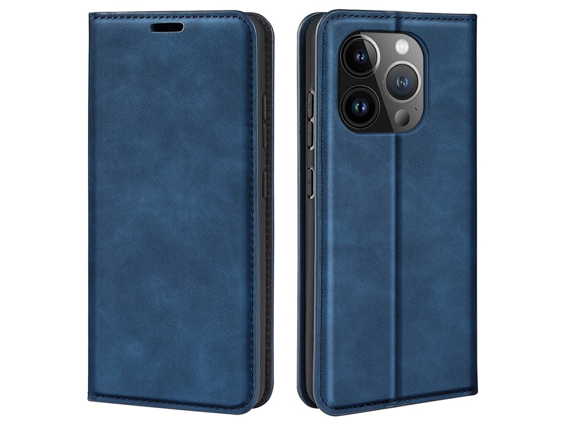 Capa Quedas Para Iphone 15 Pro Pele Sintética Azul