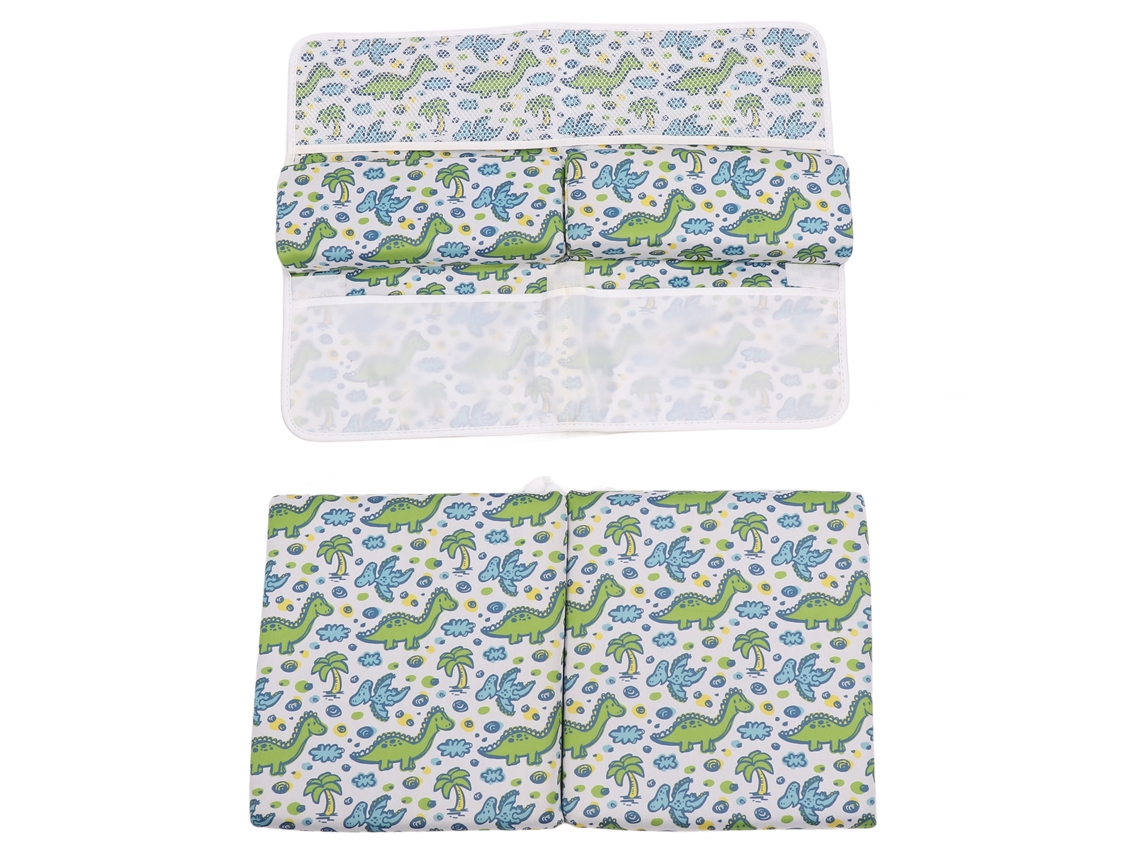Conjunto de joelheiras e apoios de braço dobráveis antiderrapantes com estampa de dinossauro para banho infantil, com ventosas.