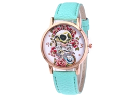 Reloj De Pareja Zhoulianfa Patrón Calavera Correa De Cuero Quartz F-436 Mentha