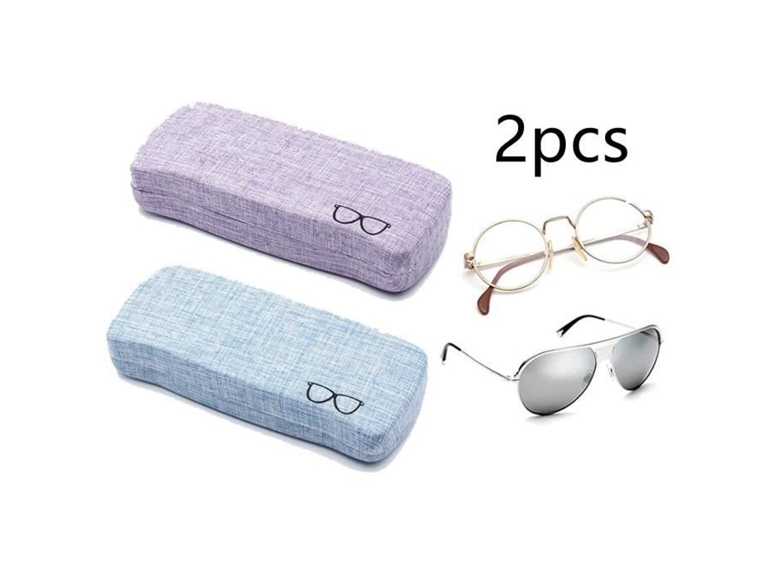 Estojo para Óculos, Unissex, Estilo Retrô Rígido, Algodão e Linho, Roxo, Azul, 160x62x29mm AQUAFORGE