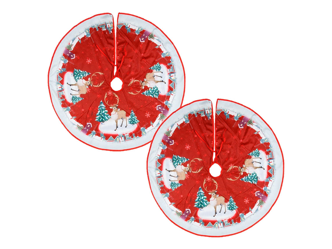 2 Peças Enfeites de Saia de Árvore de Natal de Ano Novo de 84 Cm Style4