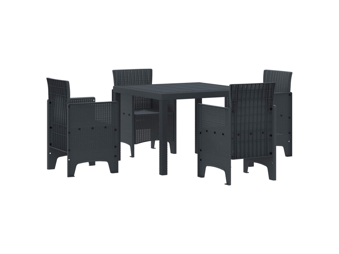 Vidaxl Conjunto De Jantar Para Jardim 5 Unid. Antracite Polipropileno