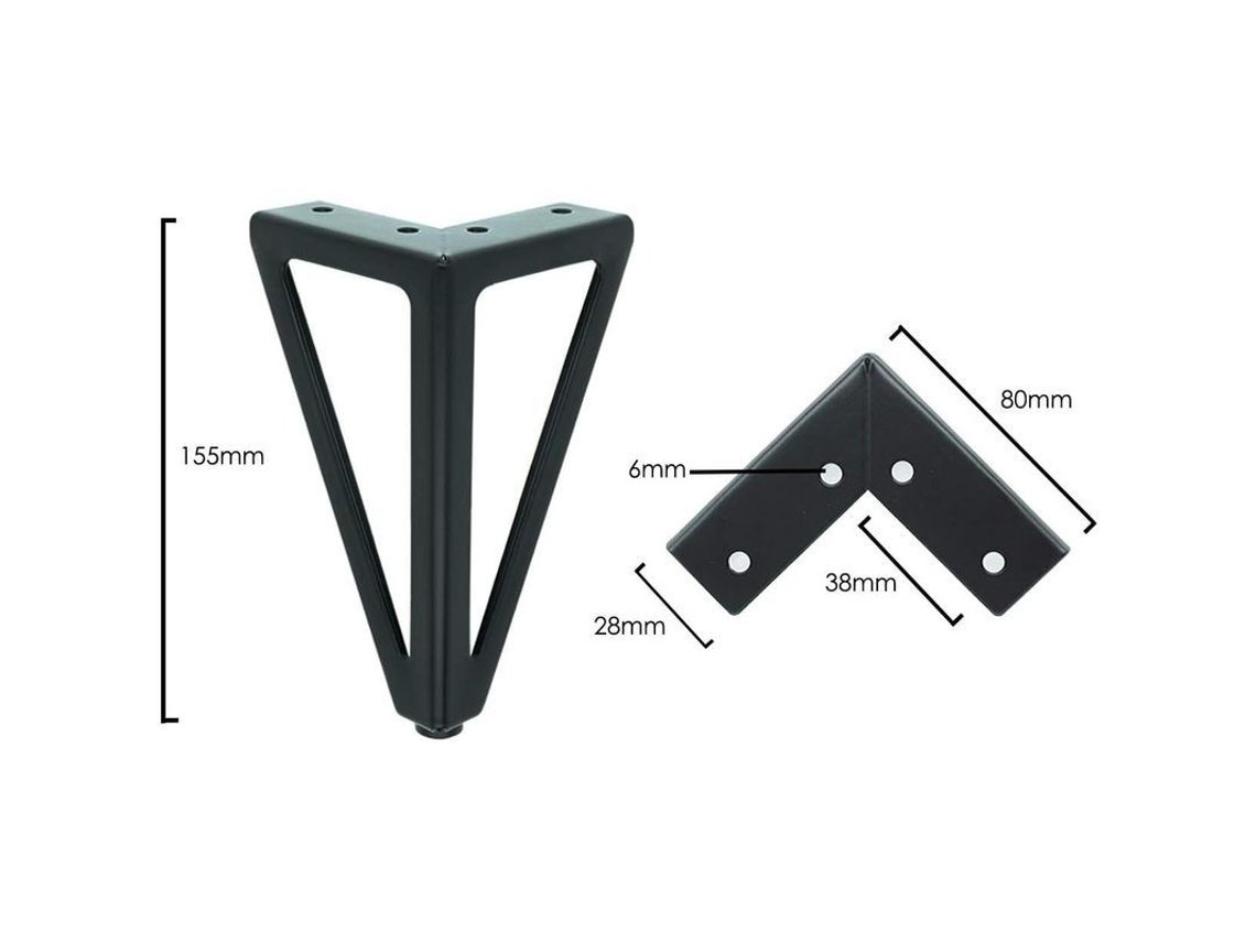 4 Patas De Mesa De Metal Negro - Design Minimalista Industrial - Para Mesa De Café, Tv O Muebles Diy