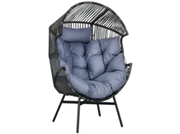 Poltrona de Vime, para Exterior, de Jardim, Pe, 89 Cm X 75 X 143 Cinza + Preto