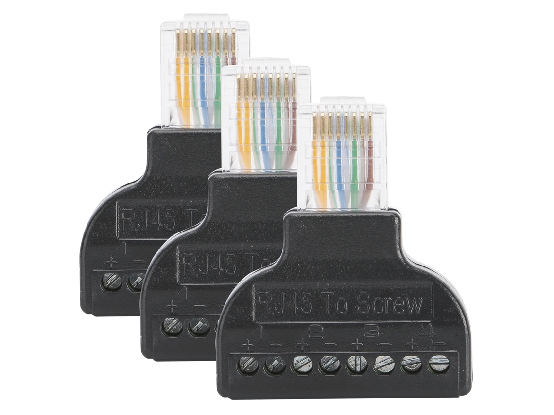 3 Conectores Adaptadores Rj45 Macho para Terminal de Parafuso 8 Pinos para Av Digital