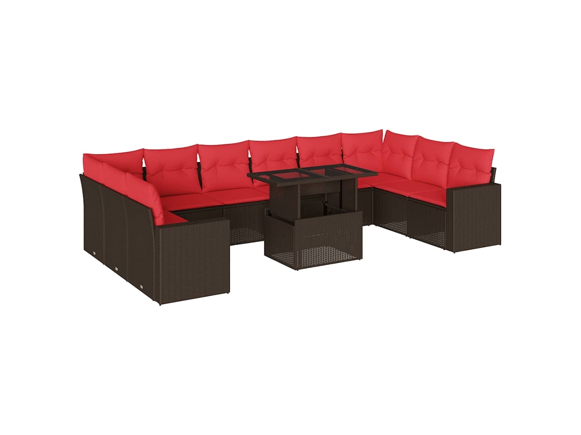 Conjunto de Sofá de Jardim, 11 Peças, Almofadas, Rattan Preto MAISON EXCLUSIVE