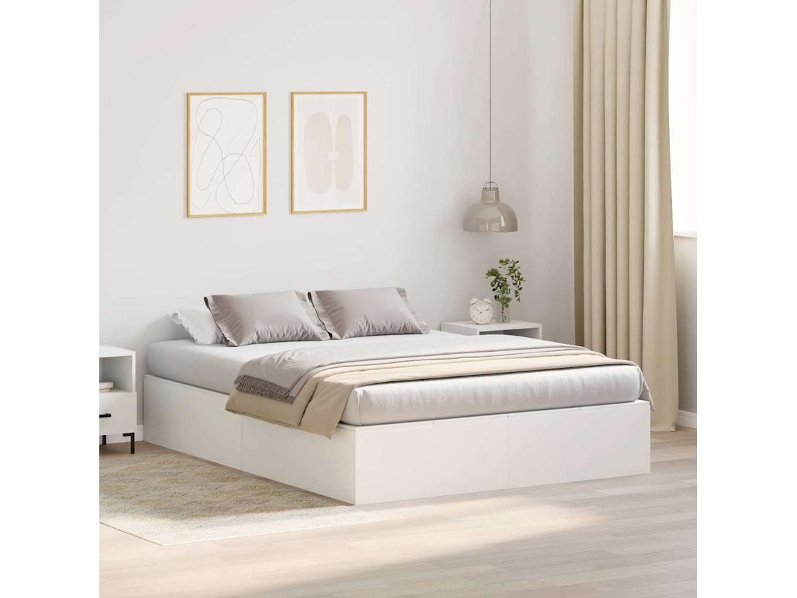 Vidaxl Estrado De Cama Com Arrumação Com Porta Branco 140 X 190 Cm