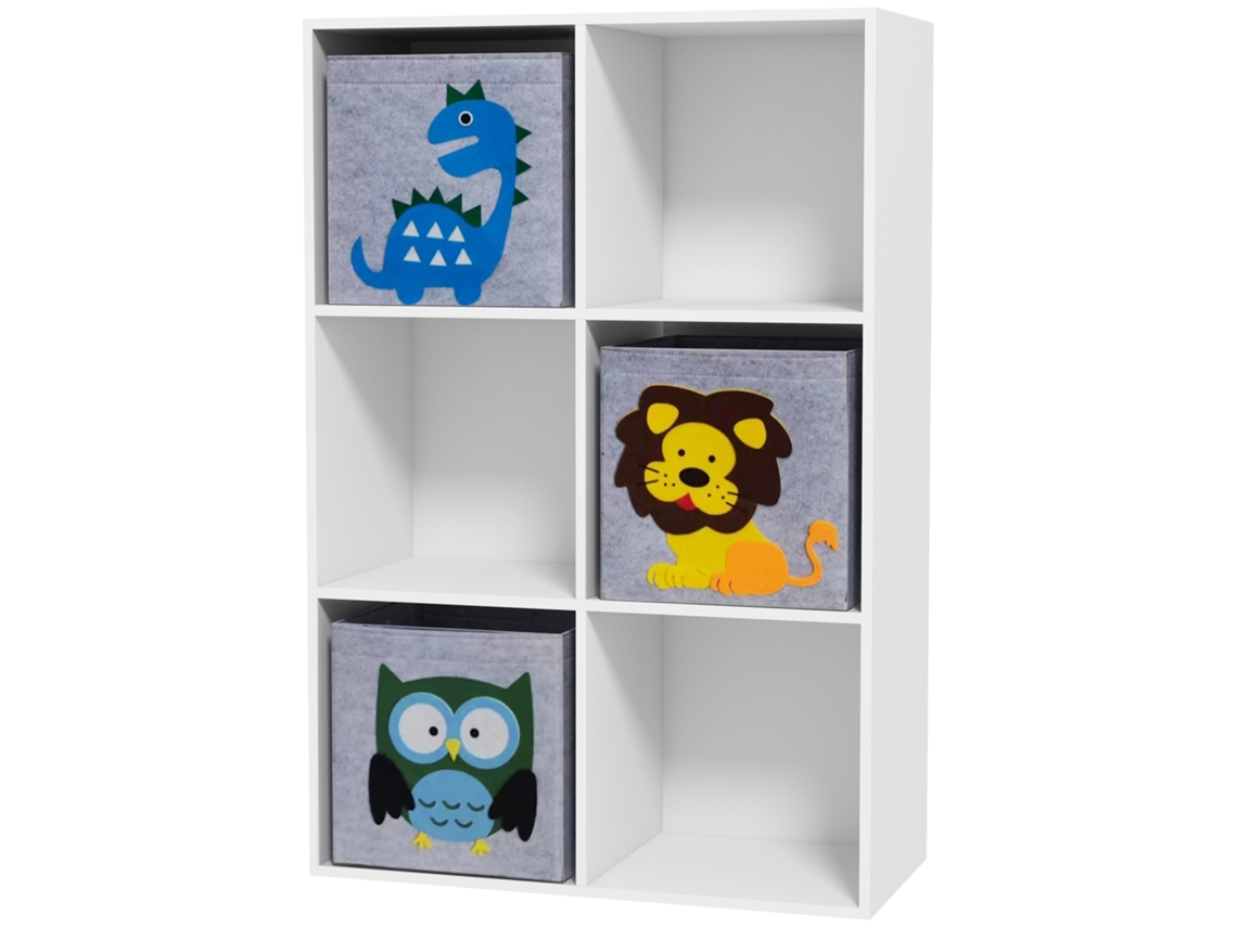 Estante De Armazenamento Infantil, Cubos, Gavetas, Mdf, Branco