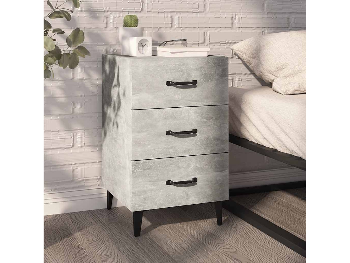 Vidaxl Mesa De Cabeceira 40x40x66 Cm Derivados Madeira Cinza Cimento