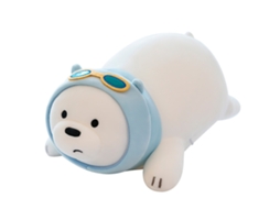 Boneco Urso com Óculos Travesseiro de Pelúcia Azul 50cm