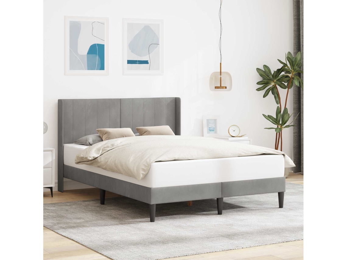 Vidaxl Estrutura da Cama Cinzento claro 120 X 190 Cm Veludo