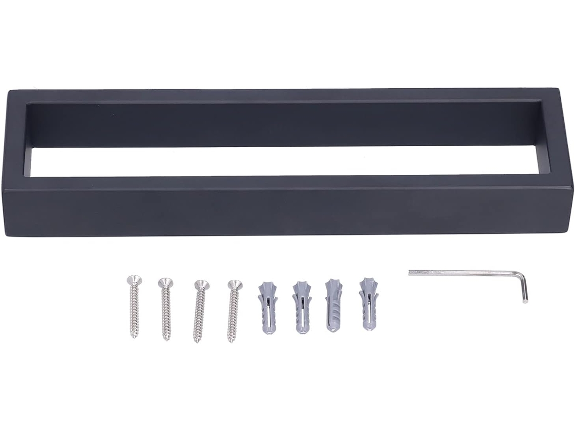 Suporte De Toalha Parede Em Aço Inoxidável Escovado Preto Fosco, Resistente, Para Banheiro E Cozinha, 26x7x3cm, 486g