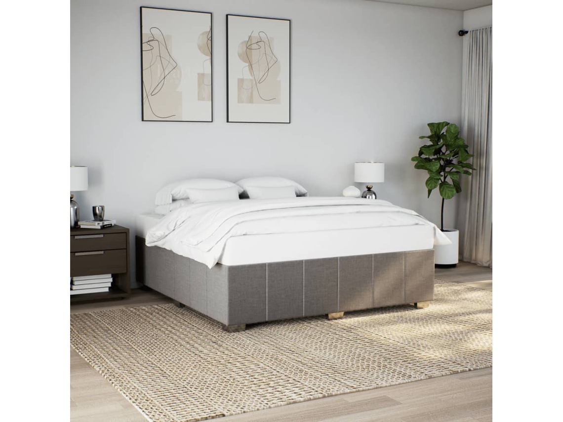 Vidaxl Cama Sem Colchão 200x200 Cm Tecido Cinzento-acastanhado