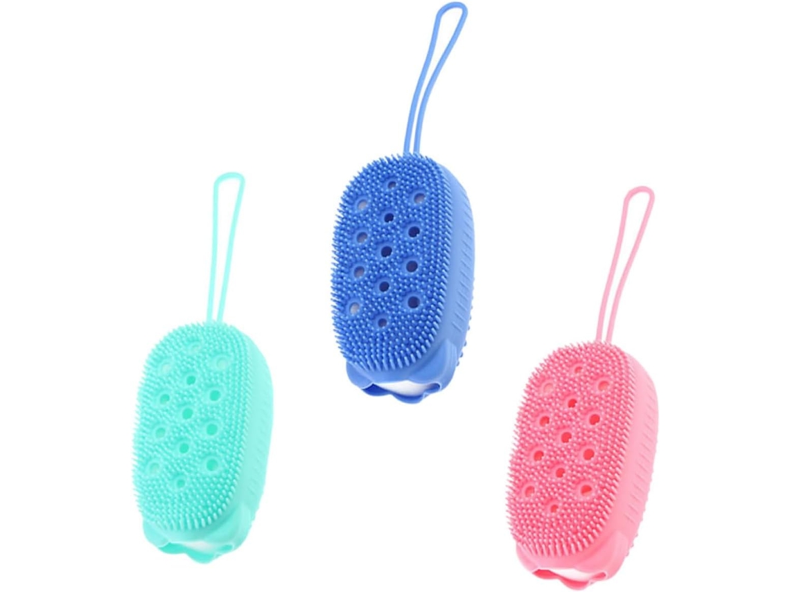 Conjunto De 3 Escovas Banho Silicone Callaron, Macias E Esfoliantes, Para Limpeza Do Corpo
