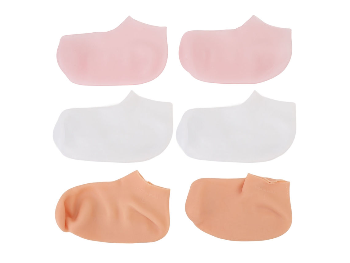 3 Pares De Meias De Silicone Hidratantes Antiderrapantes Suaves Transpiráveis Reutilizáveis Para Pele Seca E Ranhosa