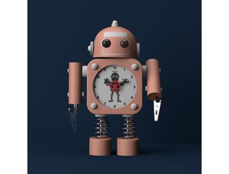 Despertador Robô De Aço Inoxidável Despertador Com Luz Intermitente E Clipe De Mão ZMING