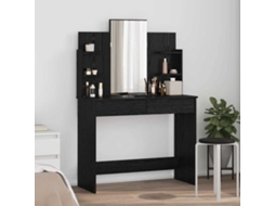 Vidaxl Mesa De Maquiagem Com Espelho Carvalho Preto 96 X 39 X 142 Cm