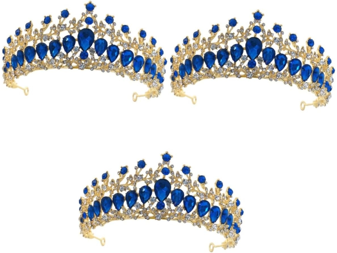 Coroa De Noiva De 3 Peças Com Strass Brilhantes Para Mulheres, Acessório Elegante Para Vestido De Noiva E