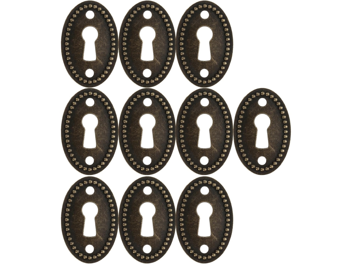 Conjunto De 10 Placas Ovais Liga Zinco Para Fechaduras, Com Design De Inspiração Vintage, Para Gavetas E Armários