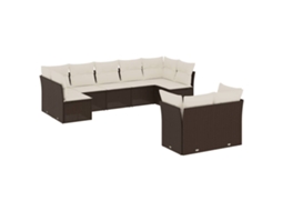 Conjunto de 9 Sofás para Jardim com Almofadões Vime Pe Castanho MAISON EXCLUSIVE