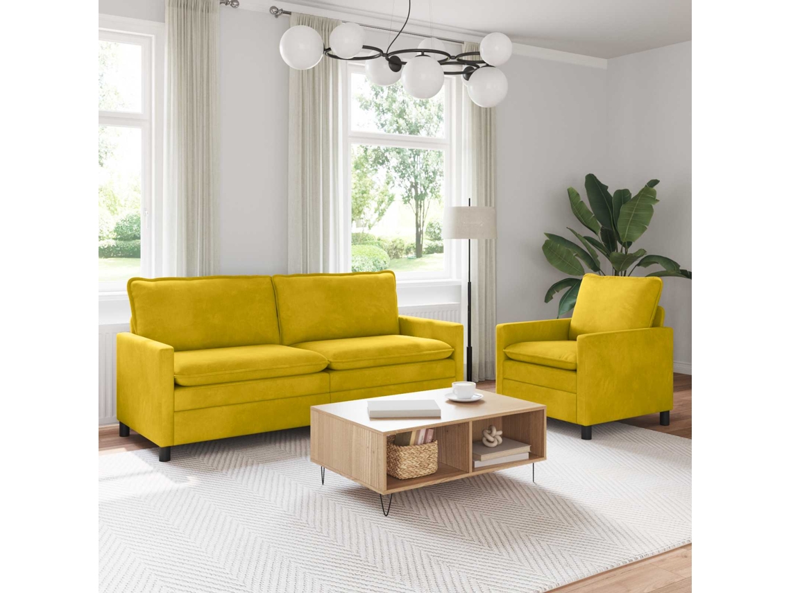 Vidaxl Conjunto De Sofás 2 Unid. Amarelo Veludo