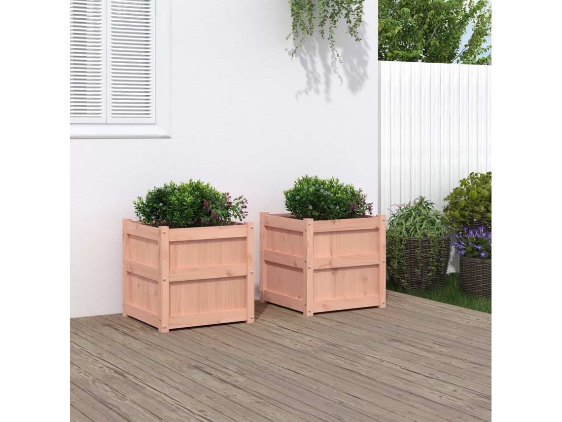 Vidaxl Vasos/floreiras De Jardim 2 Pcs Madeira De Douglas Maciça