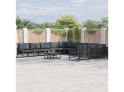 Vidaxl Conjunto De Sofá De Jardim 11 Unid. Preto Aço
