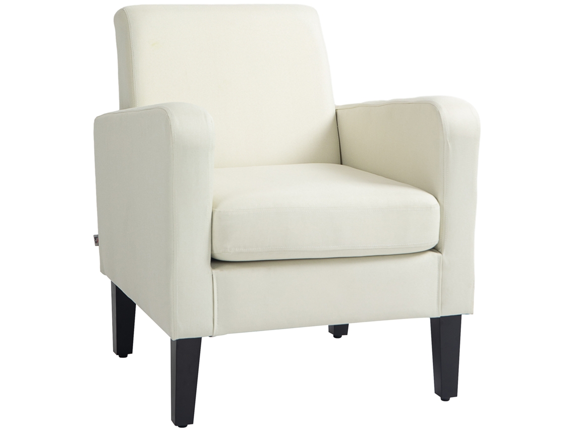 Poltrona de tecido PRIME KANG, para quarto, com apoios de braço, 66x72x74 cm, creme