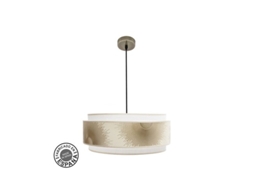 Pingente Nepal 3p 3xe27 Couro/branco/ouro Regx50x50 Cm Fabrilamp