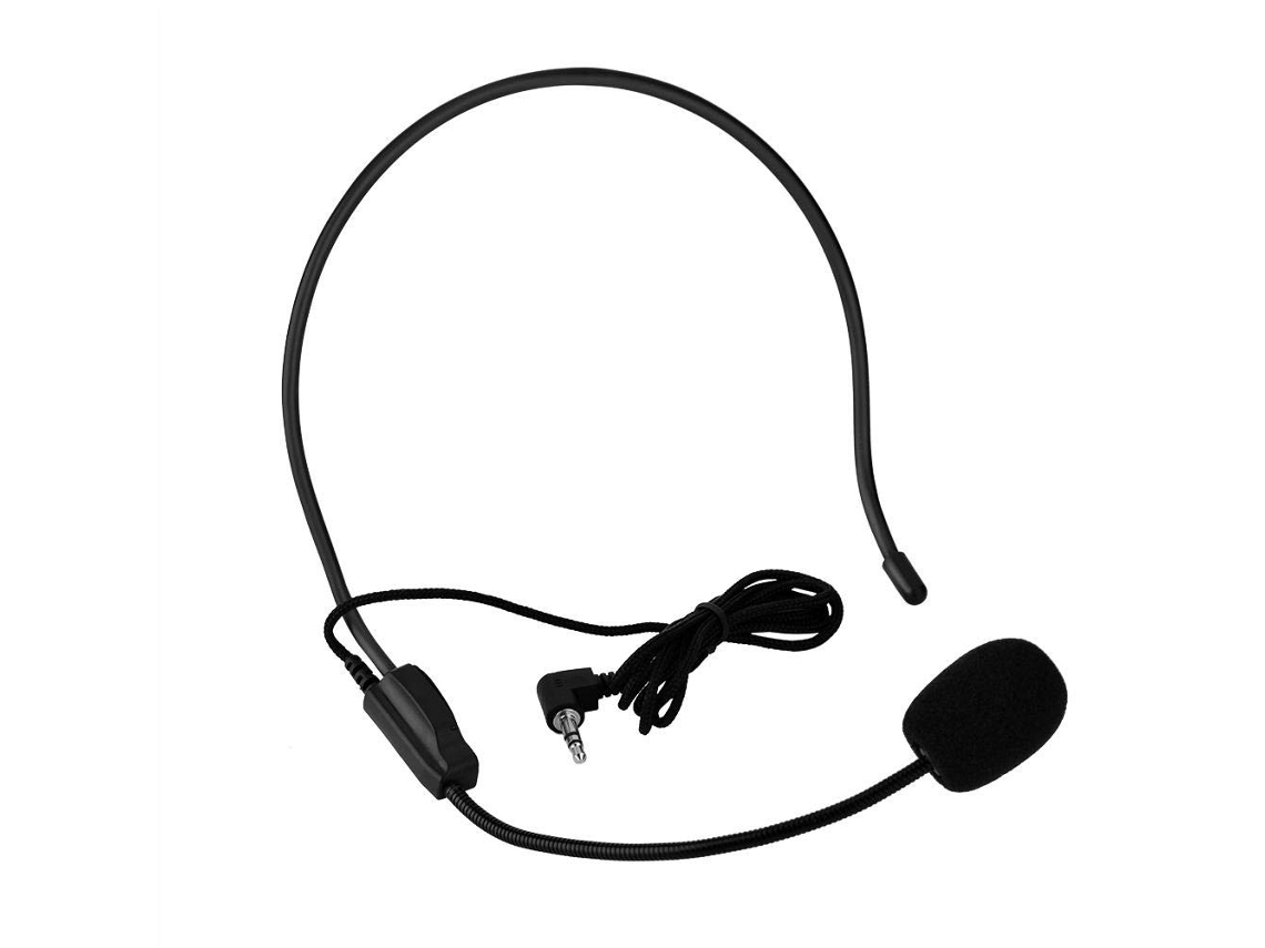 Mini Fone de Ouvido com Fio de 3,5 Mm Montado na Cabeça Microfone Condensador para Alto-Falante Amplificador de Voz