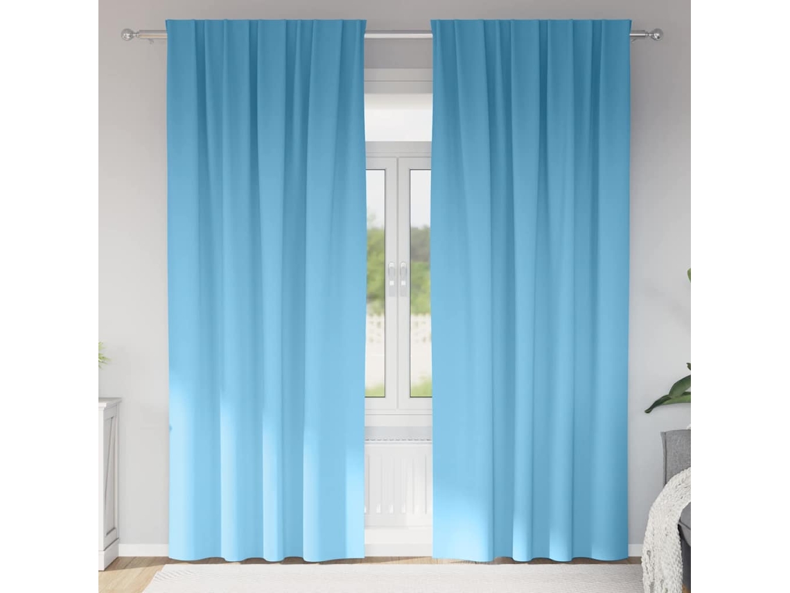 Vidaxl Cortinas Blackout Com Argolas 2 Unid. Azul-claro 225 X 140 Cm