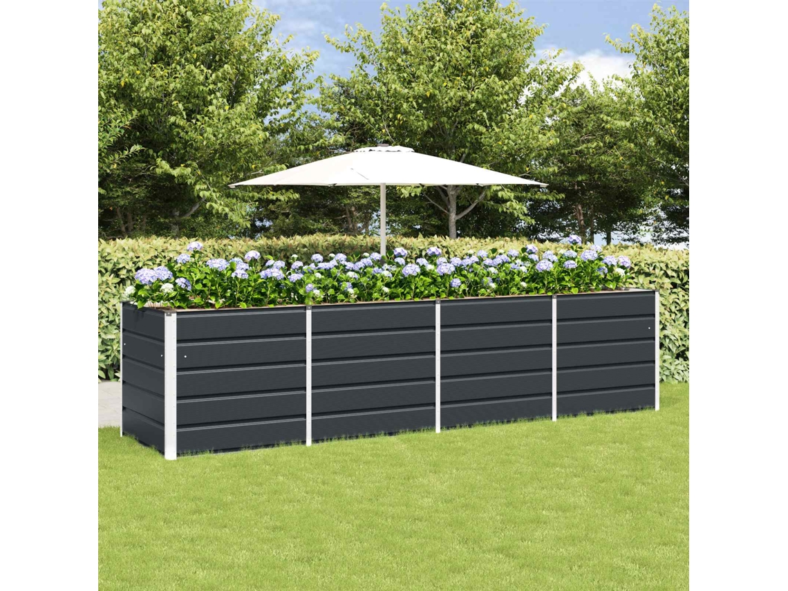 Vidaxl Floreira Antracite 320 X 80 X 75 Cm Aço