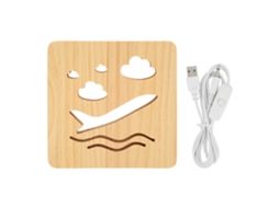 Lâmpada de Noite de Madeira Tallada 2w Led Luz Branca Quente Design Oco Lâmpada de Mesa 3d