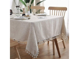 Lurelia Toalha De Mesa Quadrada Algodão Linho 55x71 140x180cm Impermeável Antirrugas Bordado Borlas