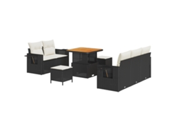 Conjunto 10 Sofá De Jardim Vidaxl Preto Vime Pe (80 X 80 X 71 Cm)