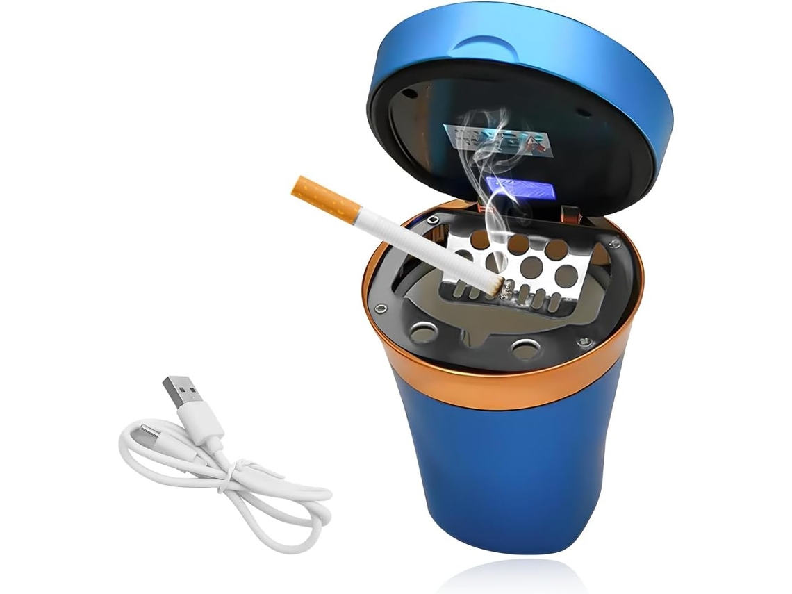 Cinzeiro Veicular Recarregável Por Energia Solar/usb Com Acendedor De Cigarros Eletrônico, Removível Com