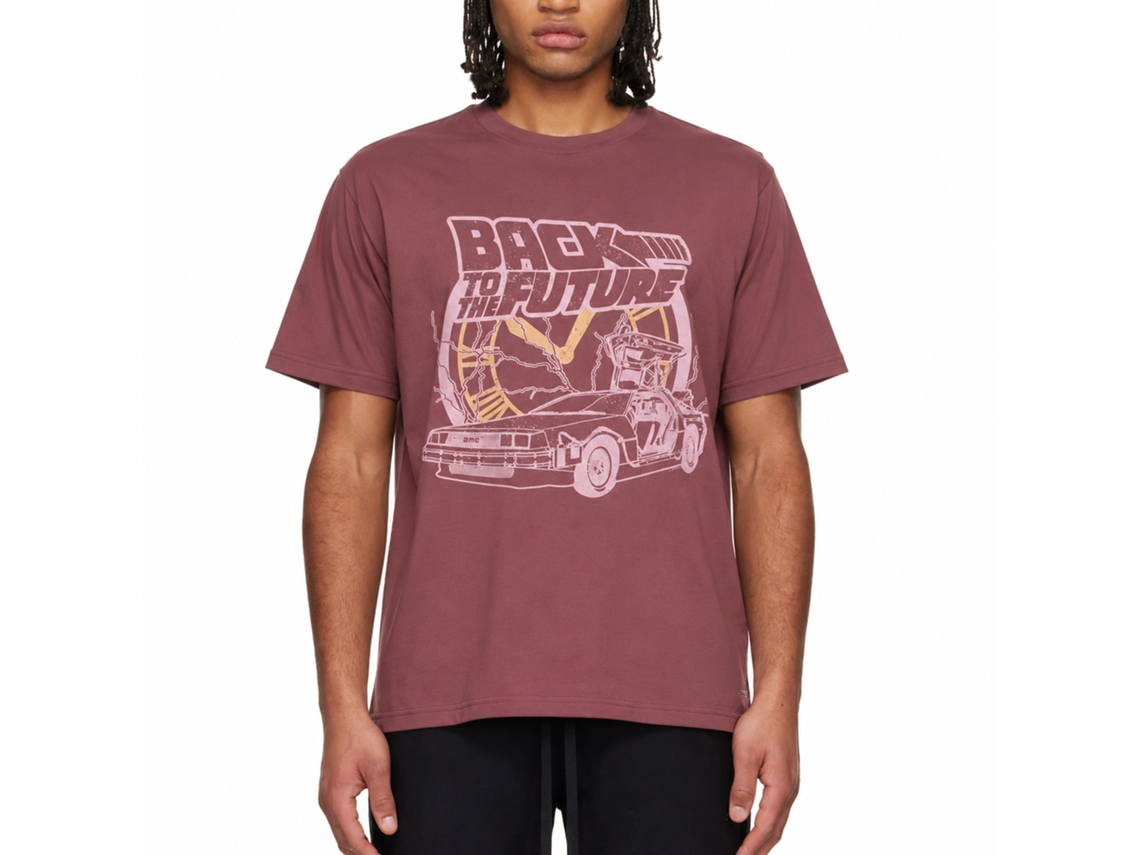 Rockinstone Back To The Future Movie Clock And Lightning Solid Rouge Adult T-shirt Size:l