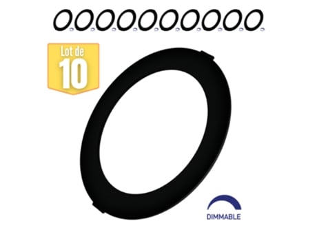Lote de 10 Leds Leds Dimmables 18W 6500K 1800Lm Black Ip40 BRAYTRON