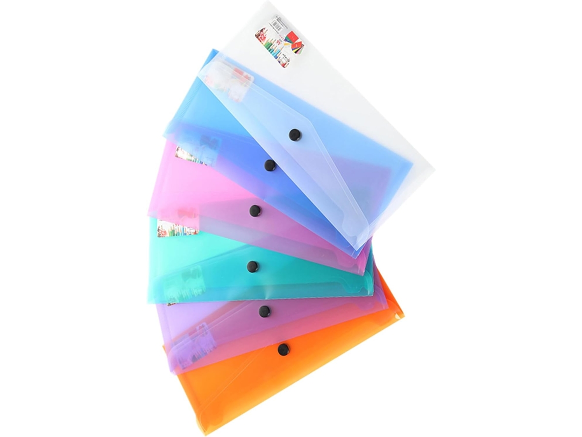 Envelopes Plásticos Transparentes Coheali Com Fecho De Pressão, Conjunto De 6 Unidades, Pastas Para Documentos Duráveis