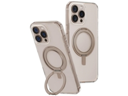 Capa Uniq Swivix Para Iphone 16 Pro Max Com Suporte 360 Dourado Transparente