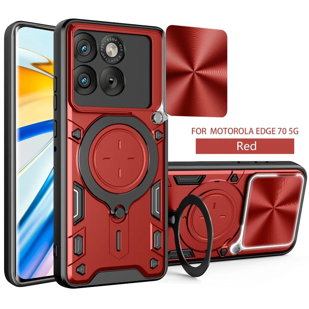 (vermelho, Motorola Edge 50 Fusion) Capa Protetora Magnética Deslizante Para Lente Da Câmera No Carro