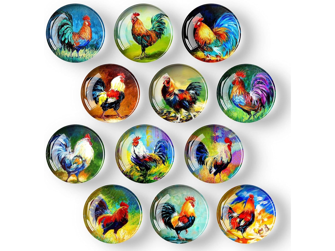 Conjunto De 12 Ímãs De Geladeira De Vidro 35 Mm Aquaforge (ponta)