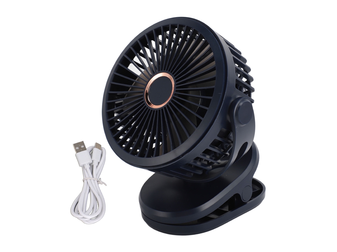 Ventilador de Clip Usb Recarregável 10000mah Pequeno Giratório 360° Portátil Azul para Mesa Quartos Escritório