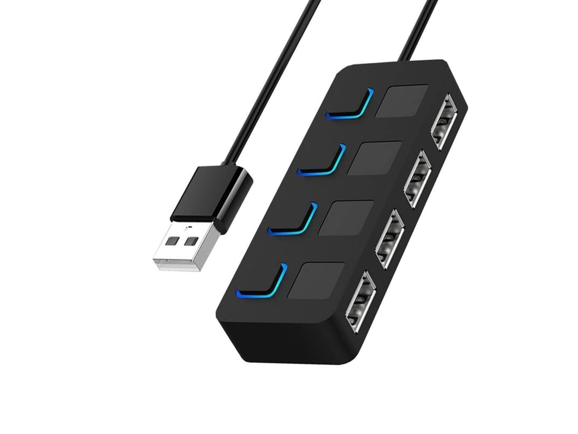 2026-concentrador Usb 2.0 De 4 Puertos Com Interruptores Led Individuais, Não Compatível Com Carregamento, Para Mac E Pc