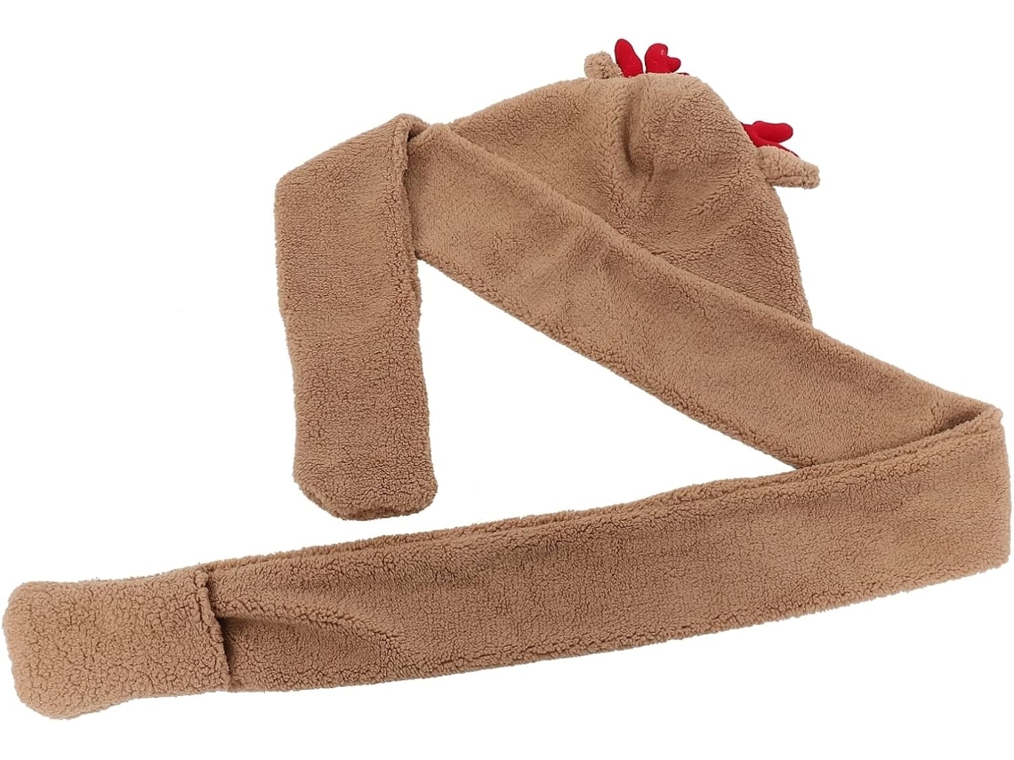 Gorro Feminino Com Cachecol Integrado Em Lã Macia, Elegante E Quentinho Com Orelhas De Veado Para Clima Frio.