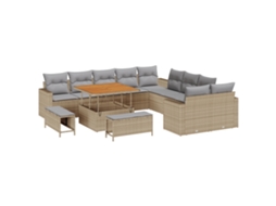 Conjunto 13 Móveis De Jardim Vidaxl Bege Vime Pe (100 X 100 X 71 Cm)