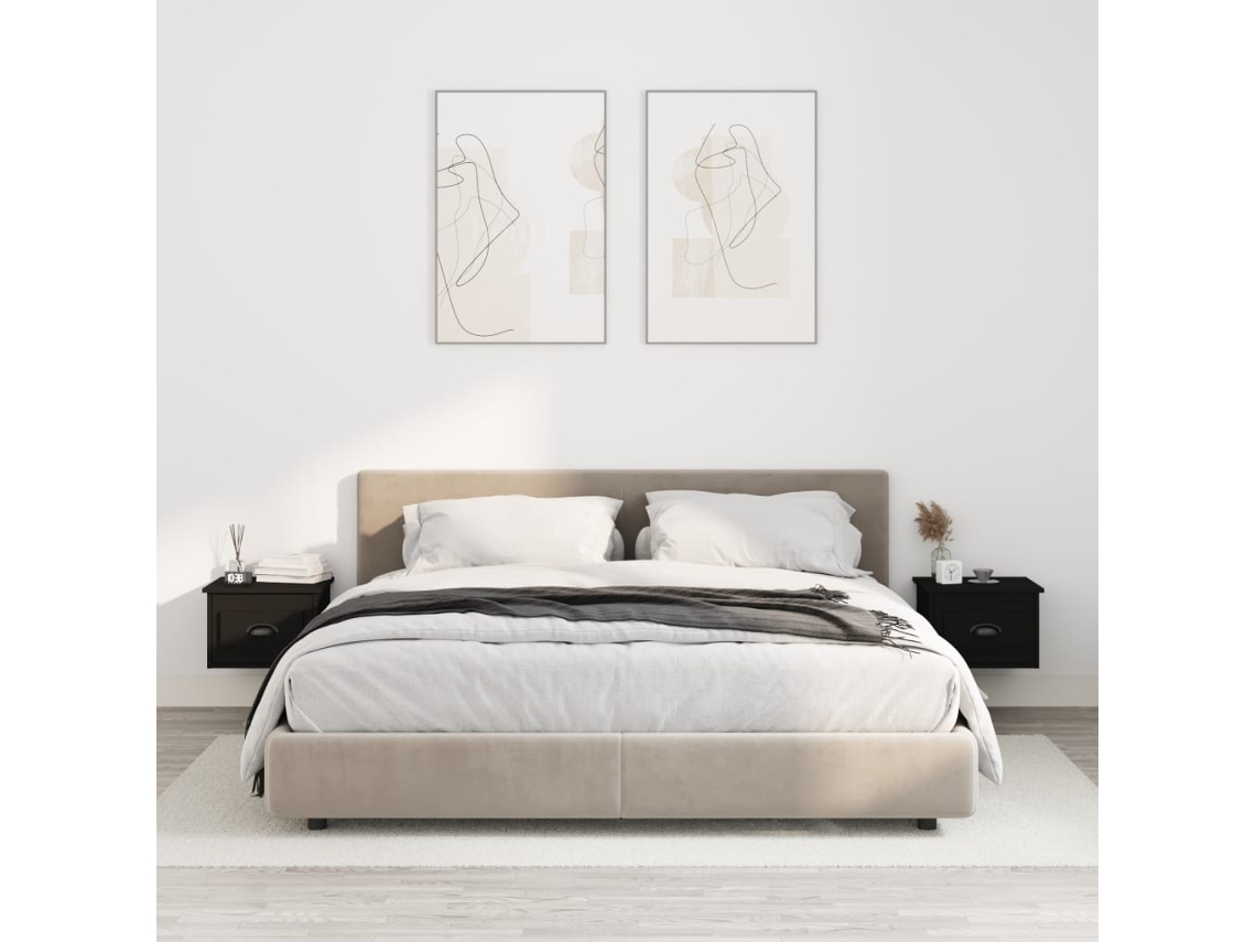 Vidaxl Mesas De Cabeceira De Parede 2 Pcs 41,5x36x28 Cm Preto