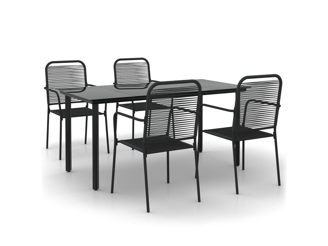 Maison Exclusive - 5 Pcs Conjunto De Jantar P/ Jardim Corda De Algodão E Aço Preto