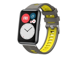 Bracelete para Huawei Watch Fit silicone bicolor com fivela prateada cinza e amarelo XIAOMOYU